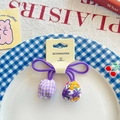 Coletero elástico morado con dijes de tulipa en tela de cuadros y flores con cartón - Capullo De Tulipán Morado