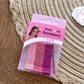Set of glittery pink and purple hair clips for girls on a pink decorative card - Pink Series