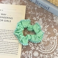Mint green scrunchie with elegant faux pearl trim for high ponytail hairstyles - Green