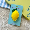 Fermaglio per capelli a forma di limone lavorato a maglia per bambini in feltro giallo - Fermaglio Limone