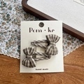 Paire de barrettes à cheveux en tissu à carreaux marron pour filles style vintage - Pince à cheveux / Carreaux Abricot