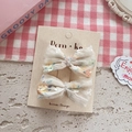Sweet cream-white bow hair clips with floral embroidery and pearls for young girls - Floral Bow Pearl Style
