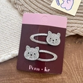 Paire de barrettes à cheveux chat pailletées argentées pour filles sur carte - Tête de Chat Pailletée Argent