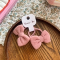 Lot de chouchous à nœuds tricotés roses pour enfants sur carte, décor rustique - Élastique à Nœud (NK1133) / Rose