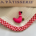 Pince à cheveux animal en tissu magenta avec collier de perles blanches et clip en métal - 【15】pigeon Perle Rouge