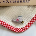 Pince à cheveux baleine grise en tissu fait main avec broderies sur fond blanc doux - 【18】poisson Gris