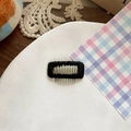Graziosa clip per capelli rettangolare intrecciata nera con denti in plastica bianca - Nero (Grande)