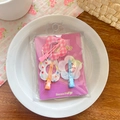 Set of three cute floral hair clips with pink plaid and heart patterns for girls - Purple Card Flower Hairclip