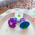 Simpatici elastici per capelli con fiore in feltro viola e cerchio blu per bambine - Stile Fiore Blu Fiore a Quattro Foglie
