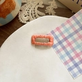 Coral pink fabric wrapped rectangle hair comb for girls with grey styling teeth - Tangerine (Large)