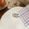 Creamy beige candy color hair clip with white fabric edge for dogs and pets - White (Large)
