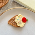 Handmade crochet ice cream hair clip with cherry detail and colorful sprinkles for kids - Yellow Ice Cream