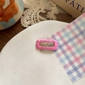 Chic pink satin wrapped hair side comb for women with candy color and sweet style - Pink (Large)