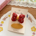 Set di fermagli per capelli con fiocco a fiori rossi e molletta in tessuto giallo - [2] Fermaglio Per Capelli Arancione