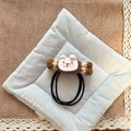 Handmade brown crochet candy-shaped hair tie with cute animal face and elastic bands - Brown Candy Bunny