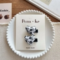 Lot de pinces à cheveux en forme de cœur à motif floral sur carte de présentation - Pince à Cheveux Cœur Blanc Fleurs Noires