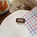 Coffee brown retro rectangle hair clip with cream comb for dogs and fringe styling - Coffee (Large)