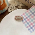 Rectangle dog hair clip with rose gold thread weaving and comb structure in candy colors - Caramel (Large)