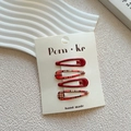 Lot de quatre barrettes BB en forme de goutte en rouge foncé et motif à carreaux - Style Plaid Rouge Jaune (NK1195)