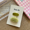 Juego de pinzas para el cabello en terciopelo verde y felpa sobre tarjeta blanca - Estilo De Flocado Y Peluche / Verde