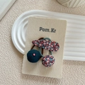 Haarschmuck-Set mit Blumenmuster-Haarspange und elastischen Haargummis für Mädchen - Marineblauer Blumenstil