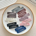 Set of 14 matte rectangular hollow hair clips in diverse low-saturation colors - Square Hair Clip