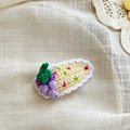 Handmade crochet hair clip featuring a cream yellow base with purple grape decorations - Light Yellow Grape