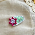 Handmade crochet fruit hair clip with pitaya design and colorful polka dots - Green Dragon Fruit