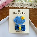 Lot de barrettes pour filles avec nuage en feutre bleu et nœud en ruban - Barrettes Nuage Et Nœud