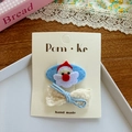 Barrette Père Noël en feutre et nœud en dentelle pour petites filles sur présentoir - Barrettes Père Noël Et Nœud