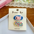 Lot de barrettes pour filles avec baleine bleue et motif floral sur cartonette - Barrettes Poisson-Lune Et Ovale