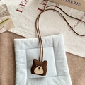 Collana artigianale con ciondolo a forma di orsetto marrone con cordino e ricamo carino - Orso