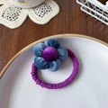 Elastico per capelli floreale in velluto viola e blu scuro con trama a righe - Elastico per capelli / Scrunchie Fiore Blu