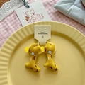 Cute yellow giraffe fabric plush hair scrunchies with soft spotted pattern for girls - Giraffe