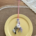 Schattige handgemaakte pluche eenhoorn hanger met kleurrijke manen en roze sleutelkoord - Eenhoorn