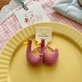 Pink plush goose cartoon hair ties set displayed on an accessories card holder - Little Goose