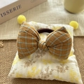 Cute brown and green plaid bow hair tie with elastic band in a cozy vintage style - Brown Green Bow