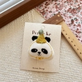 Pince à cheveux panda en peluche faite à la main pour enfants avec broderie - Panda roux