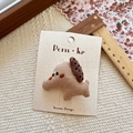 Handmade brown fabric puppy hair clip with polka dot ears in cute Korean style - Puppy Dog