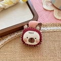 Handmade cloth bear brooch with burgundy hood and white stitching for clothes or bags - Red Bear (NK1218)
