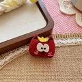 Cute red cartoon cat brooch with crown, embroidered fabric accessory for bags and clothes - Red Cat (NK1218)