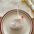 Handmade cream fleece boot charm with red pompom and hand made label - Beige Christmas Shoe