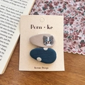 Lot de barrettes pour enfants avec chat brodé et nœuds en tissu à pois bleus - Style de Chat Bleu