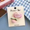 Roze geruite haarelastiek met kant en schattige aardbeien hanger voor meisjes - Roze Serie
