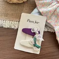 Dettaglio di fermagli per capelli in tessuto per bambine con pizzo e fiocco floreale - Fermaglio per Capelli con Fiocco in Striscia di Tessuto