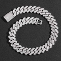20mm iced out baguette cut cubic zirconia cuban link necklace in silver finish - 16inch Silver