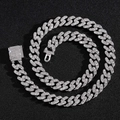 Collana cubana da 12mm color argento per uomo con pavé di strass brillanti hip hop - Stile Collana A / Argento