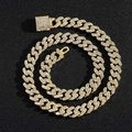 Collana uomo Cuban link 12mm placcata oro con pavé completo di cristalli lucidi - Stile Collana A / Oro