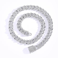 Collana cubana da 12 mm in argento con cristalli scintillanti e chiusura a incastro - Stile Collana B / Argento