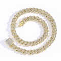 Collana Cuban Link da 12 mm in oro per uomo con pavé di strass e chiusura rettangolare - Stile Collana B / Oro